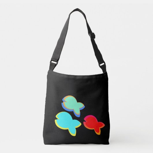 Regenboogvis zwart crossbody tas (Voorkant)