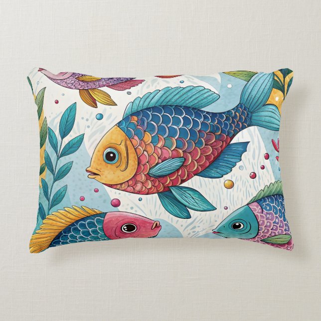 Regenboogvissen in het onderwater accent kussen (Voorkant)