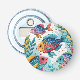 Regenboogvissen in het onderwater button flesopener