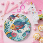 Regenboogvissen in het onderwater papieren bordje (Feest)