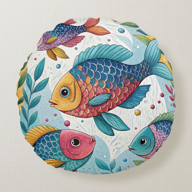 Regenboogvissen in het onderwater rond kussen (Voorkant)