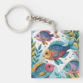 Regenboogvissen in het onderwater sleutelhanger