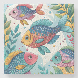 Regenboogvissen in het onderwater stenen onderzetter