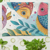 Regenboogvissen in het onderwater theedoek (Gevouwen)