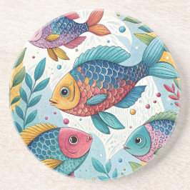 Regenboogvissen in het onderwater zandsteen onderzetter