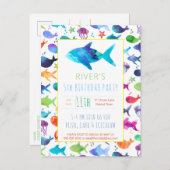 Regenboogvissen onder de Zee "Birthday" Uitnodiging Briefkaart (Voorkant / Achterkant)