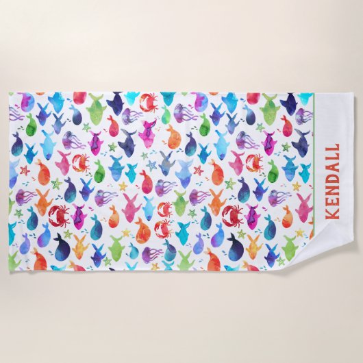 Regenboogvissen onder het Zee Kinder Strandlaken (Voorkant)