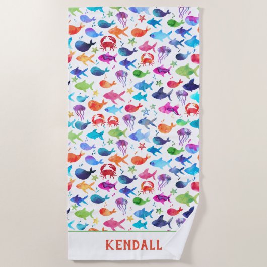 Regenboogvissen onder het Zee Kinder Strandlaken (Voorkant)