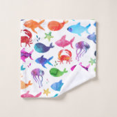 Regenboogvisserij Waterverf onder Zee Bad Handdoek (Wasdoekje)