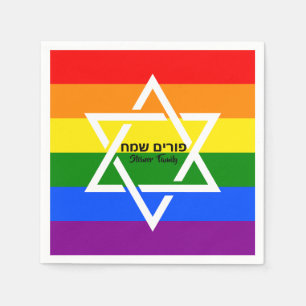 Regenboogvlag Aangepast Hebreeuws Happy Purim Servet