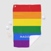 Regenboogvlag, aangepaste naam golfhanddoek (Insitu)