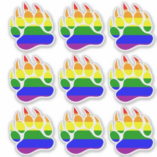 Regenboogvlag Beerpoot Sticker (Voorkant)
