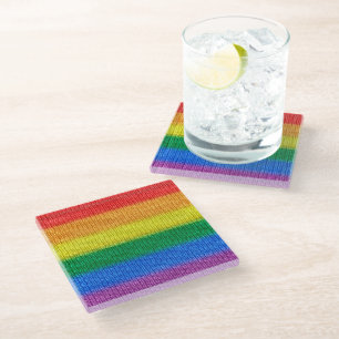 Regenboogvlag breinstaven naadloos patroon glazen onderzetter