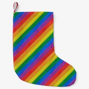 Regenboogvlag breinstaven naadloos patroon kleine kerstsok