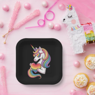 Regenboogvlag Eenhoorn Hart Gay Pride LGBT Papieren Bordje