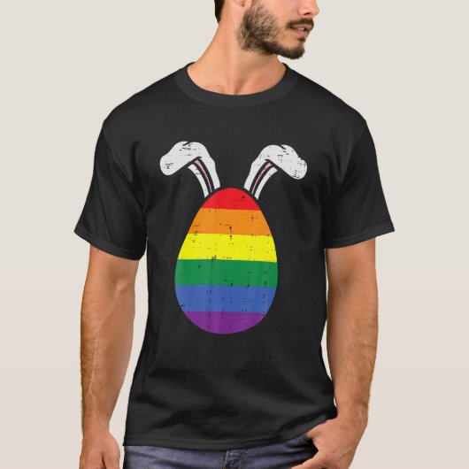 Regenboogvlag Egg Bunny Ears Gay Pride Easter LGBT T-shirt (Voorkant)