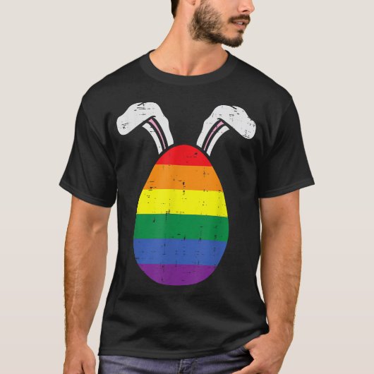Regenboogvlag Egg Bunny Ears Gay Pride Easter LGBT T-shirt (Voorkant)