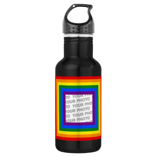 REGENBOOGVLAG FRAME + jouw teken of afbeelding Waterfles (Voorkant)