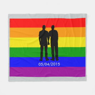 Regenboogvlag Gay Pride Huwelijksdatum op Maat Fleece Deken