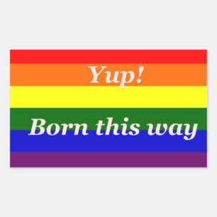 Regenboogvlag Gay Pride Ja, zo ben ik geboren Rechthoekige Sticker