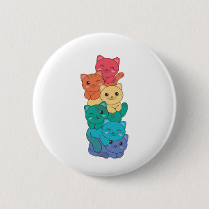 Regenboogvlag Gay Pride Lgbatq Cats Cute Cat Ronde Button 5,7 Cm