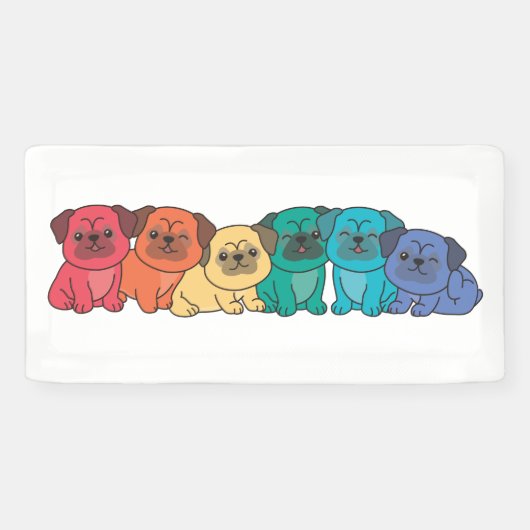 Regenboogvlag Gay Pride Lgbtq Pug Cute Dogs Spandoek (Horizontaal)