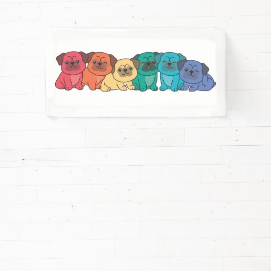 Regenboogvlag Gay Pride Lgbtq Pug Cute Dogs Spandoek (Insitu)