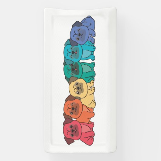 Regenboogvlag Gay Pride Lgbtq Pug Cute Dogs Spandoek (Verticaal)