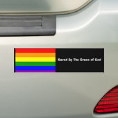 Regenboogvlag, gered door de Hoogheid van God Bumpersticker (Op auto)