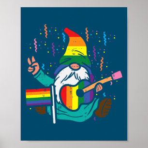 Regenboogvlag Gnome Guitar LGBT Pride Month Gay Poster