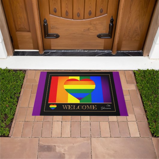 Regenboogvlag, hart & pride House/LGBT Doormat Deurmat (Buiten)