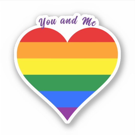 Regenboogvlag Hart Sticker (Voorkant)