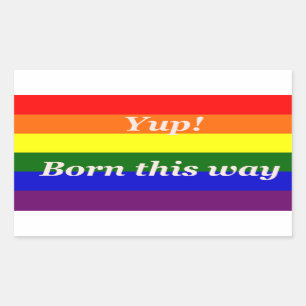 Regenboogvlag HBT-vlag Ja Ik ben zo geboren Rechthoekige Sticker