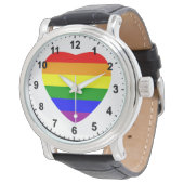 Regenboogvlag in hartvorm voor homo's horloge (Gekanteld)