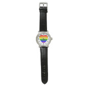 Regenboogvlag in hartvorm voor homo's horloge (Vlak)