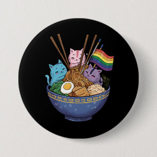 Regenboogvlag Katten Ramen Anime Gay Pride Maand L Ronde Button 7,6 Cm
