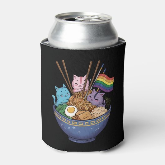 Regenboogvlag Katten Ramen Anime Gay Pride Month L Blikjeskoeler (Blikje Voorkant)
