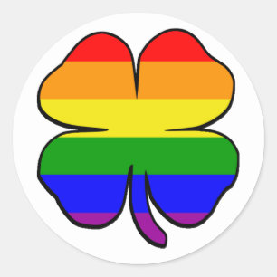 Regenboogvlag Klaver Ronde Sticker