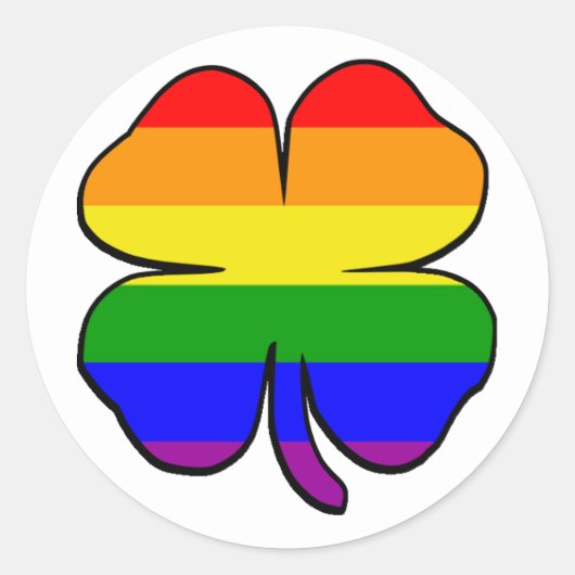 Regenboogvlag Klaver Ronde Sticker (Voorkant)