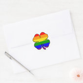 Regenboogvlag Klaver Ronde Sticker (Envelop)