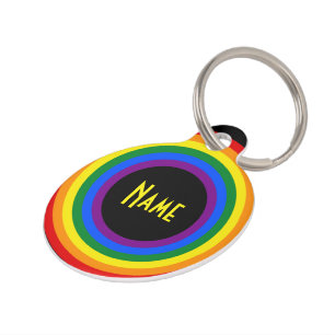 REGENBOOGVLAG KNOP + jouw teken of tekst Huisdierpenning