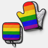 Regenboogvlag LGBTQ Pride Oven Mitt en Pothouders Ovenwant & Pannenlap Set (Voorkant / Achterkant)