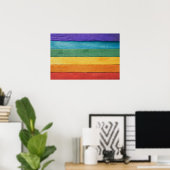 Regenboogvlag met houtextuur poster (Thuiskantoor)
