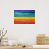 Regenboogvlag met houtextuur poster (Keuken)