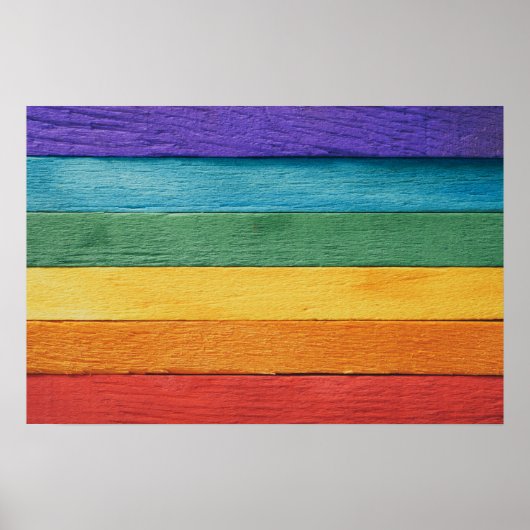 Regenboogvlag met houtextuur poster (Voorkant)