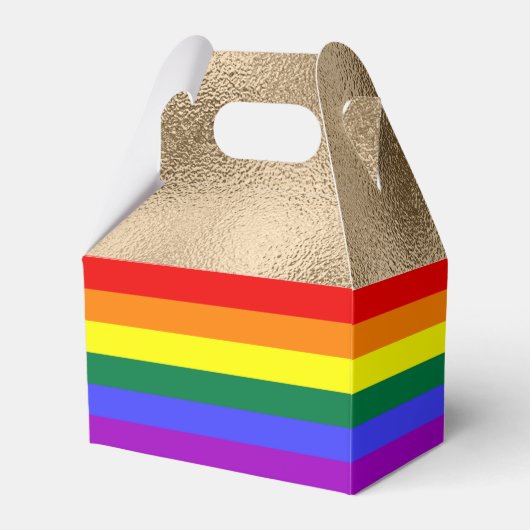 Regenboogvlag op goud bedankdoosjes (Voorkant Zijde)