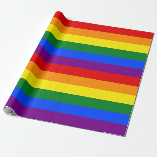 Regenboogvlag — Overvulpapier — Grote strips Cadeaupapier (Uitgerold)