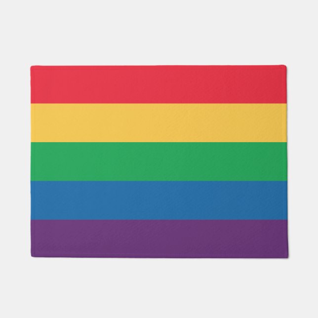 Regenboogvlag Pride door de deur geklede mat (Voorkant)