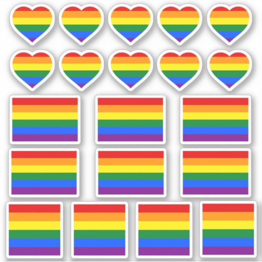 Regenboogvlag & Pride Stickers / Harten (Voorkant)