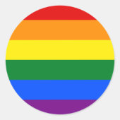 Regenboogvlag-sticker, vlag op de voorgrond, regen ronde sticker (Voorkant)